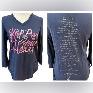 Keep Loving Your Heart 💜 Blue Relaxed 3/4 Sleeve T-Shirt